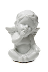 Little angel boy on the white background