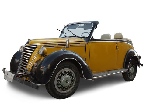 Age-old yellow car. isolated
