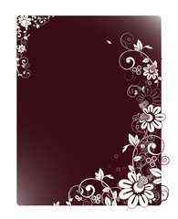 Violet card with flowers, background