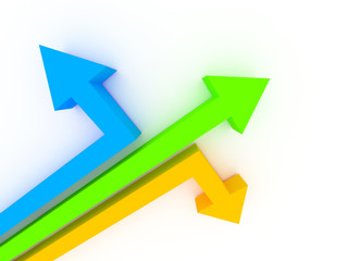 3d arrows in different directions. Changing direction.