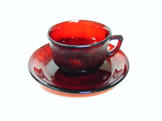 Warm coffee cup drink on saucer plate
