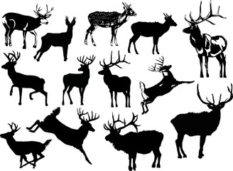 thirteen deer silhouettes