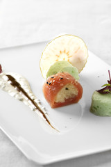 plate with tuna rolls