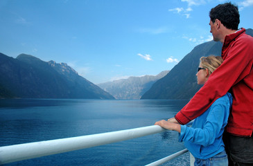 Father and daughter on holiday in Norway