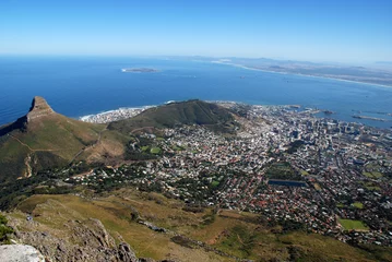 Fotobehang algemeen beeld van Kaapstad en de Tafelbaai (Zuid-Afrika) © Inna Felker