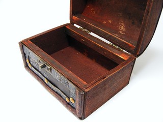 Old chest interior on white background