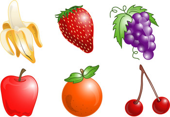 Illustrations of different fruits icons