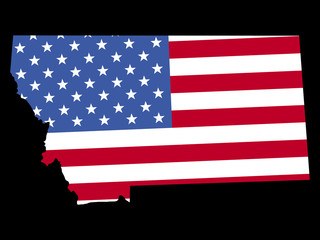 Map of Montana with flag