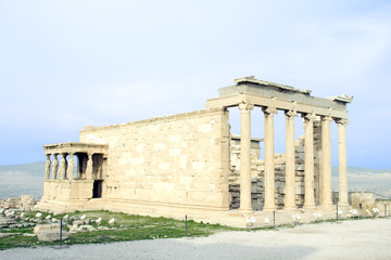 Fototapeta na wymiar The Erechtheum at the Acropolis in Athens, Greece.