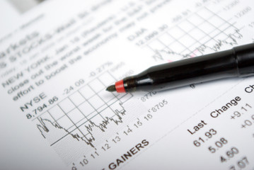 Closeup of a chart with a pen,mark on document