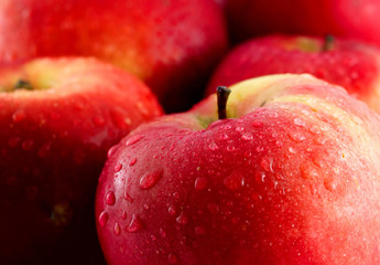 red apples with water drops