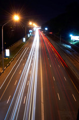 Car lights on highway in the night