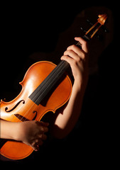 Old violin with hands