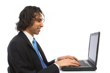 young businessman working on laptop