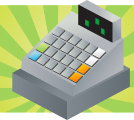 Isometric vector illustration of a cash register