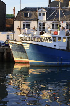 Fishing boats in Weymouth Harbor.