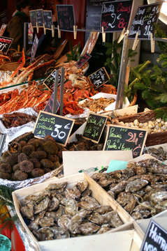 fruits de mer sur le marche 