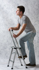 Fototapeta na wymiar Male on Ladder