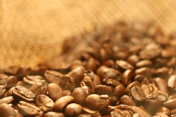 very hot big black coffee beans macro