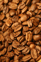 very hot big black coffee beans macro