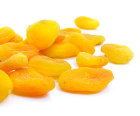 Dried apricot  fruits isolated over white background