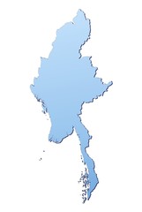 Burma map filled with light blue gradient