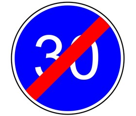 Panneau de Signalisation (Fin de vitesse obligatoire - B43)