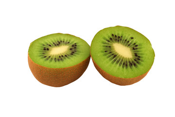 Fototapeta premium A isolated sliced kiwifuit halves on white background