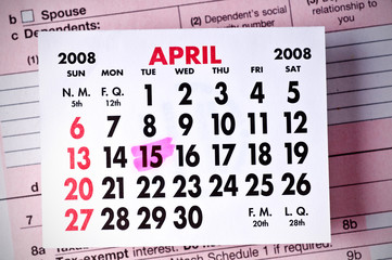 Calendar Depicting the U.S. Tax Deadline