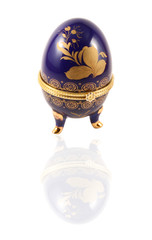 Dark blue easter egg isolated on a white background