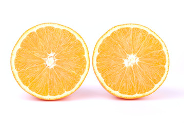 two slices of oranges in front of the camera