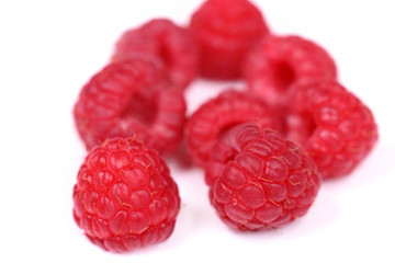 Fresh raspberries isolated on white