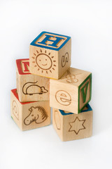 amuser apprendre bois cube empiler enfant jouer jouet lettre tra