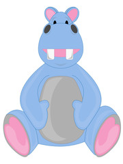 Fototapeta premium Happy Blue Hippo sitting