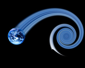 Earth image with motion blur trails,isolated