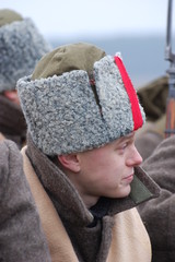 Civil war. Russia 1918. Soldier. Reenacting