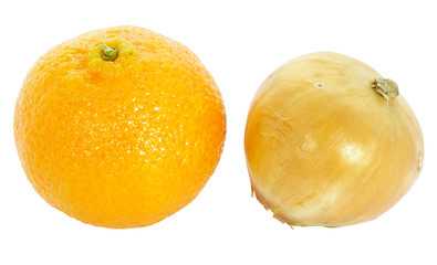 Orange and onion isolated