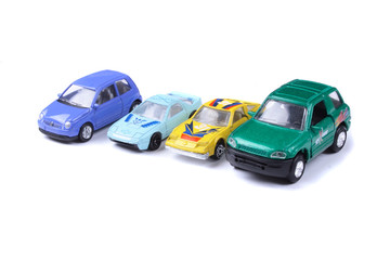 color car toys on the white background
