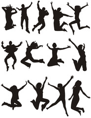 vector young people jumping