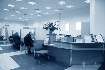 bank office blue - obrazy, fototapety, plakaty