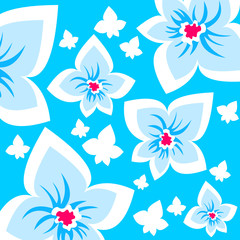 blue ornate flowers background