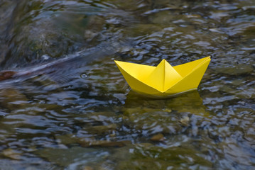 Yellow paper boat