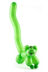 High resolution green twisted balloon monkey isolated on white