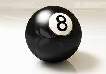 billard ball 8 auf weissem grund