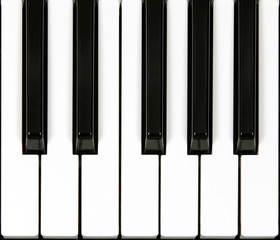 Top vew of one octave section of piano keyboard