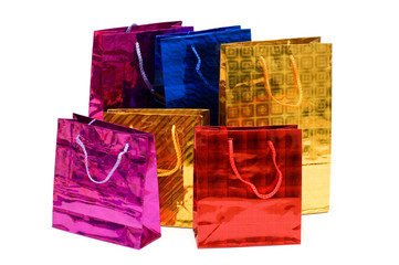 Colorful bags isolated on the white background