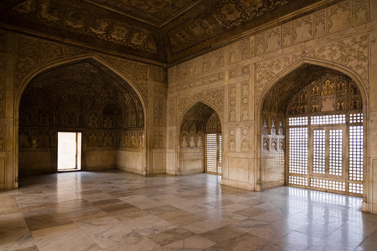 The hall of the Khas Mahal, inside of Red Fort - Agra, India