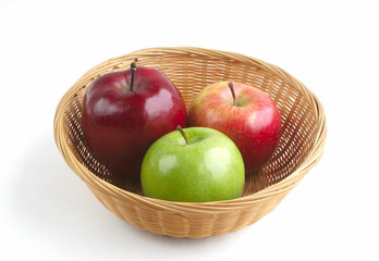 Apples in Basket Isolated on White Background