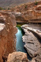 Canyon / Oasis in the desert of the sultanate Oman near Muscat
