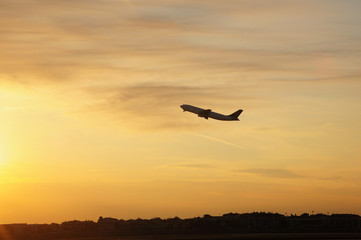 An airplane taking of at Ataturk International Airport Istanbul.